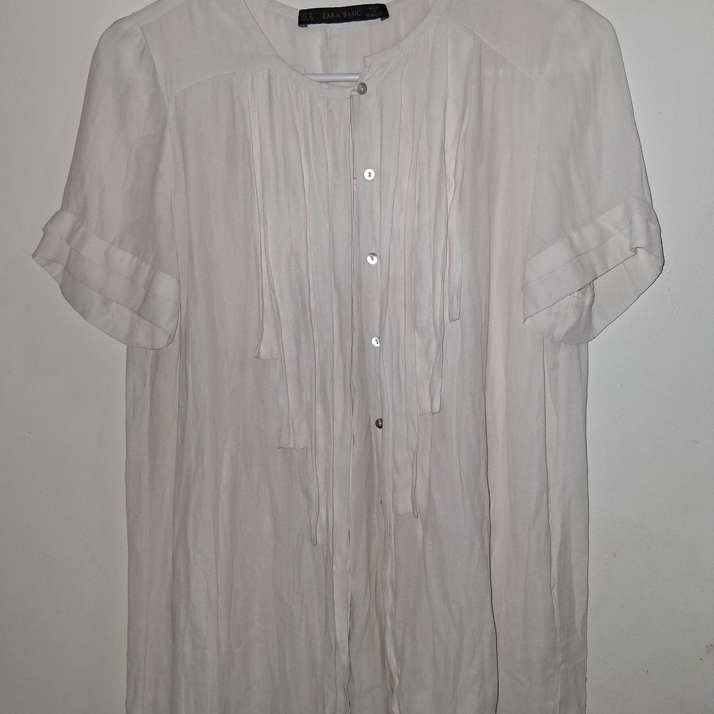 Zara Cream Button-Up Blouse